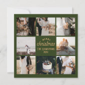 クリスマス8フォトコラージエメラルドグリーンカード ノートカード (正面)