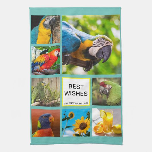 クリスマス8写真ファミリーフォト✨コラージュカスタム キッチンタオル (縦)