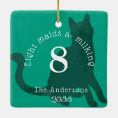 クリスマス8日の猫12 カスタム匹 セラミックオーナメント (裏面)