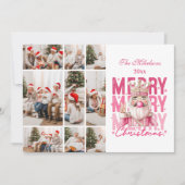 クリスマス9写真ヴィンテージピンクくるみクラッカー シーズンカード (正面)