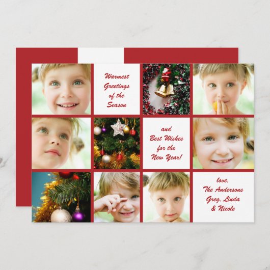 クリスマス9枚のフォトグラフホリデーカード シーズンカード (正面/裏面)