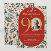 クリスマス90歳誕生日パーティー 招待状 (正面/裏面)