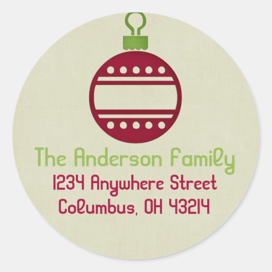 クリスマス9 :オーナメント2ラウンド差出人住所 ラウンドシール (正面)