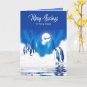 クリスマス、あなた&あなた、ペンギン北灯 カード (黄色い花)