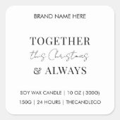 クリスマス&いつまでも一緒にキャンドルラベル スクエアシール (正面)