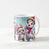 クリスマス・うさぎの喜びの踊り コーヒーマグカップ (正面右)