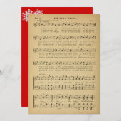 クリスマス、おお聖なる夜のヴィンテージ楽譜 シーズンカード (正面/裏面)
