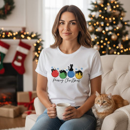 クリスマス おめでとう かわいい クリスマス 猫 オーナメント トライブレンドTシャツ