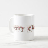 クリスマス おめでとう ゴールドとビーズの装飾文字 コーヒーマグカップ (正面左)