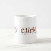 クリスマス おめでとう ゴールドとビーズの装飾文字 コーヒーマグカップ (中央)