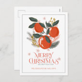 クリスマス おめでとう タイポグラフィー 休日のフルーツブーケ (正面/裏面)