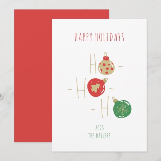 クリスマス おめでとう ランプのグリーティングカード 落書きスタイル 招待状 (正面/裏面)