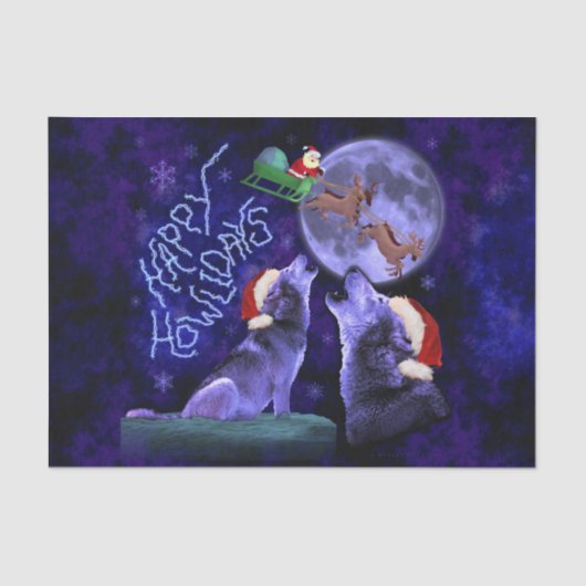 クリスマス・おもしろいウルフ・プン・ハッピー・ハウリデイズ・ユーモア 薄葉紙 (正面)