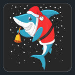 クリスマス – おもしろい Christmas Shark スクエアシール<br><div class="desc">の新学期に対する私の愛教えを隠せ教えん</div>