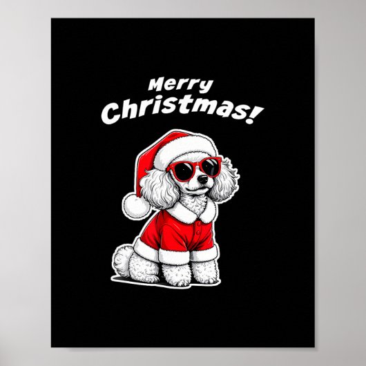 クリスマス おもちゃ プードル 笑顔 サンタ 犬 かわいい 冬の休日 ポスター (正面)