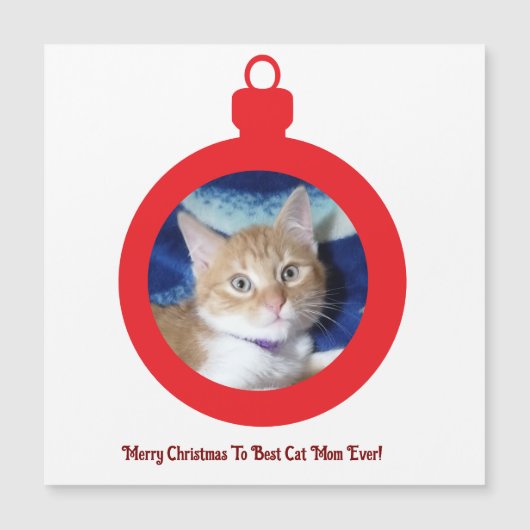 クリスマス、お母さん猫大好き、磁石カード (正面)