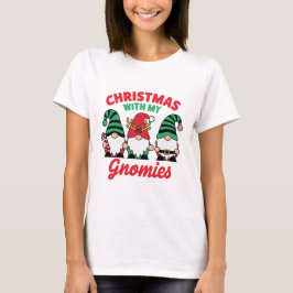 クリスマス+お気に入りのノームたち 楽しい可愛いホリデーグノーム Tシャツ