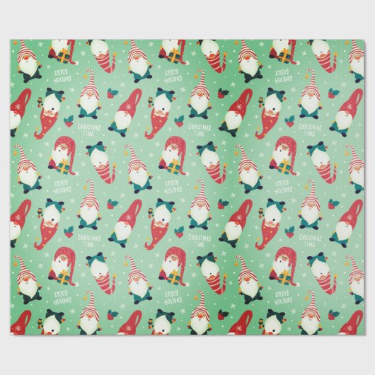 クリスマス – お洒落格言クリスマスタイムグリーン ラッピングペーパー (フラット)