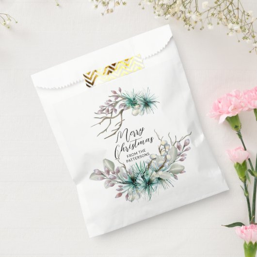 クリスマス お祝いの冬のホリデー フラワー ネーム フェイバーバッグ (封をした状態)