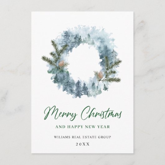 クリスマス お祭り気分満載のホリーデコレーション 企業向け年賀状 (正面)