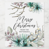 クリスマス お祭り的な冬のホリデー フラワー ワインラベル (シングルラベル)