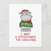 クリスマス-かわいいカバのデザインのためのカバ シーズンポストカード (正面)