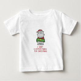 クリスマス-かわいいカバのデザインのためのカバ ベビーTシャツ