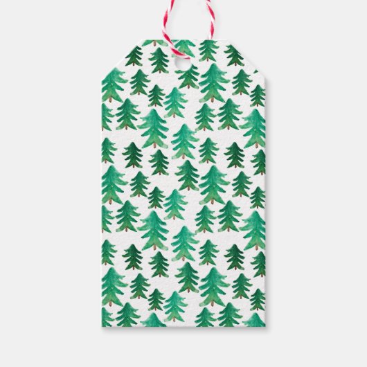 クリスマス |かわいいクリスマスツリーパターン ギフトタグ (正面)