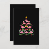 クリスマス – かわいいフラミンゴクリスマスツリー エンクロージャーカード (正面/裏面)