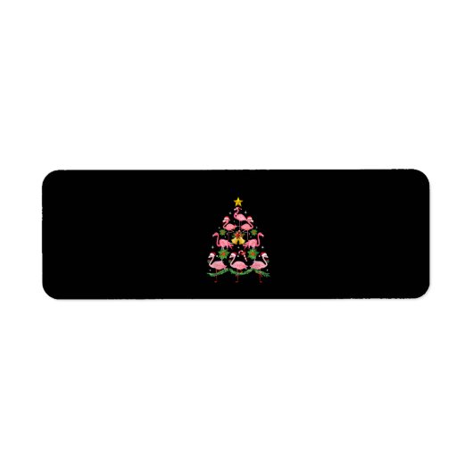 クリスマス – かわいいフラミンゴクリスマスツリー ラベル (正面)