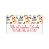クリスマス |かわいい森の動物のパターン ラベル (正面)