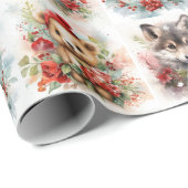 クリスマス かわいい赤ちゃん動物 シロクマ 羊 オオカミ ラッピングペーパー (ロールコーナー)