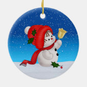クリスマス かわいい雪だるま セラミック オーナメント (裏面)