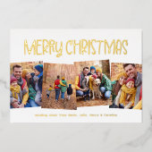 クリスマス かわいい おしゃれ シンプル 四枚写真 箔シーズンカード (正面)