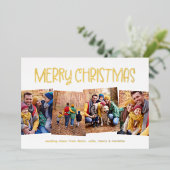 クリスマス かわいい おしゃれ シンプル 四枚写真 箔シーズンカード (立ち正面)