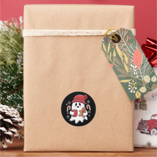 クリスマス かわいい おばけ アイスコーヒー レトロ Xmas コーヒー ラウンドシール