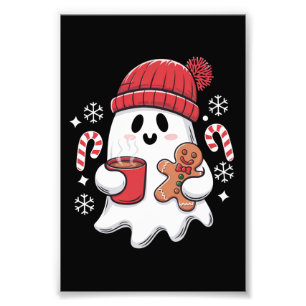 クリスマス かわいい お化け アイスコーヒー レトロ Xmas コーヒー フォトプリント