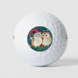 クリスマス かわいい フクロウ 野生の サンタの帽子 雪 ゴルフボール