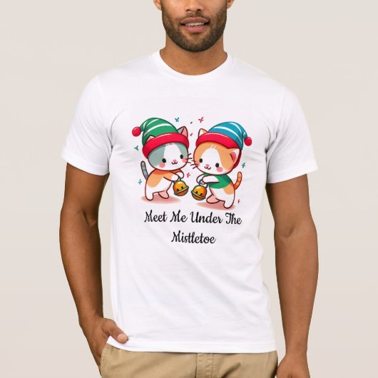 クリスマス かわいい ヤドリギの下で会いましょう Tシャツ (正面)