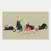 クリスマス かわいい 猫好き クルー クリスマスライト 長方形シール (正面)