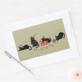クリスマス かわいい 猫好き クルー クリスマスライト 長方形シール (封筒)