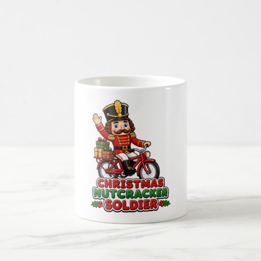 クリスマス・くるくる舞踊人形の兵隊の自転車乗り コーヒーマグカップ (中央)