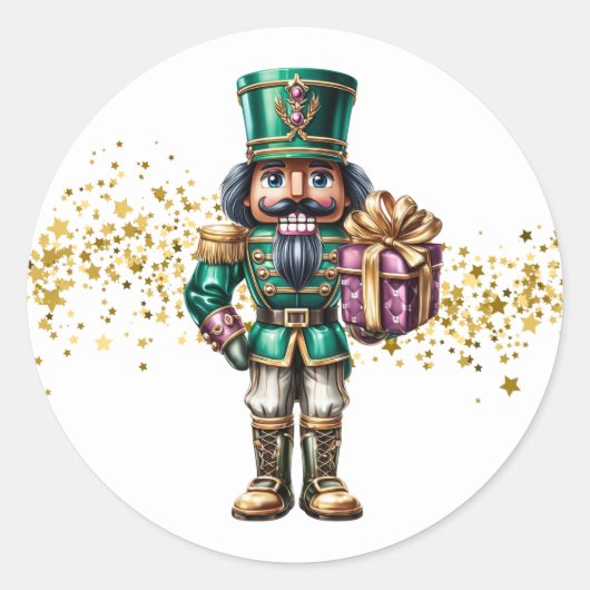クリスマス・くるみ割り人形ステッカー ラウンドシール (正面)