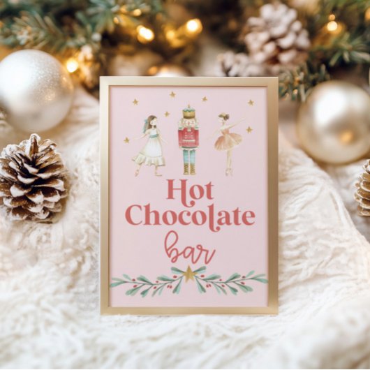 クリスマス・くるみ割り人形ホットチョコレートバー・ピンクポスター ポスター