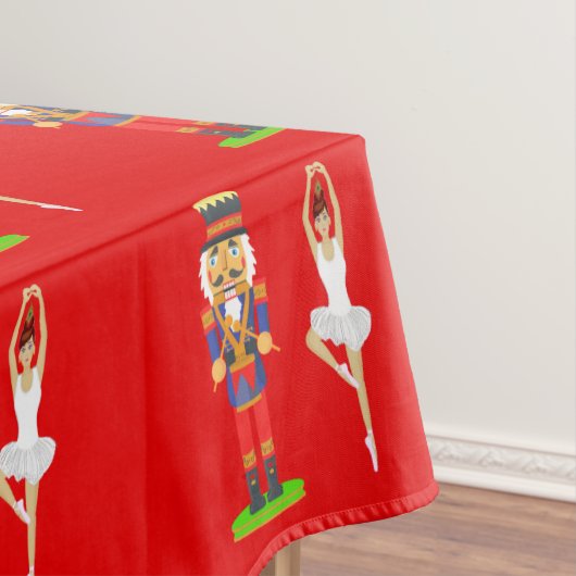 クリスマス・くるみ割り兵士とバレリン・オン・レッド テーブルクロス (インサイチュ)