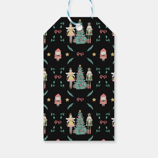 クリスマス・くるみ割り兵士と妖精のブラック ギフトタグ (裏面)