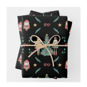 クリスマス・くるみ割り兵士と妖精のブラック ラッピングペーパーシート