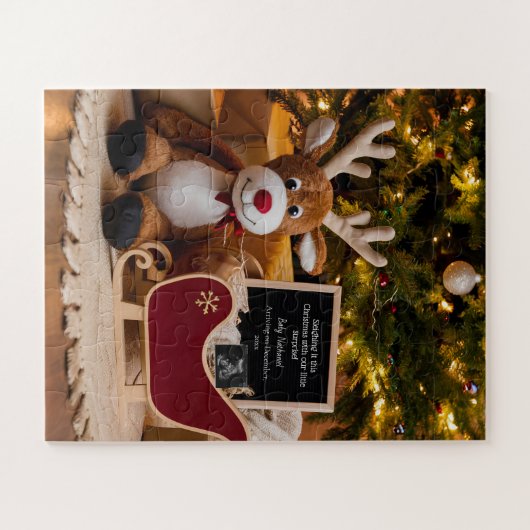クリスマス・そり妊娠のお知らせ ジグソーパズル (横)