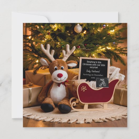 クリスマス・そり妊娠のお知らせ 招待状 (正面)