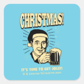 クリスマス：そろそろ着く時間だすてき スクエアシール (正面)